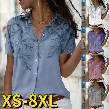 2023 Yaz Sıcak Satış Moda Kadın Gömlek Ofis Bayan turn-aşağı Yaka İnce Tek Göğüslü Bluzlar Baskı Düğmesi Gömlek Bahar