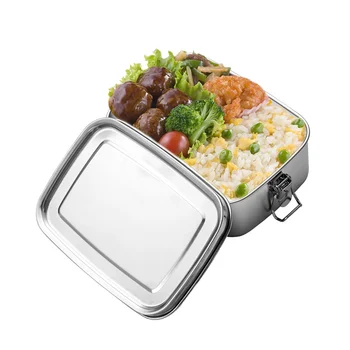 1200ML Paslanmaz Çelik Bento öğle yemeği kutu konteyner Kilit Klipsli Tasarım Metal öğle yemeği kutu konteynerler Sızdırmaz Çocuklar Yetişkinler için