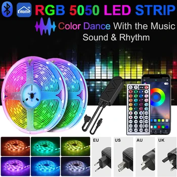 Bluetooth Led şerit ışıkları müzik senkronizasyonu Rgb bant 5050 Led ışıklar şerit akıllı kontrol 44key Rgb Neon şeritler duvar odası dekorasyon