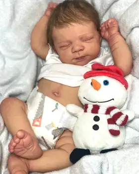 50cm Tam Vücut Silikon Vinil Ölçekli Bebe Reborn Kız Boyalı Saç 3D Boya Cilt Yumuşak Dokunuş Hissi Gerçekçi Yenidoğan Bebek