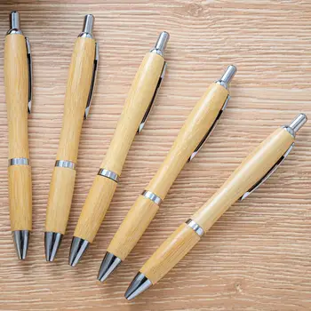 50 ADET Nokta hareketli bambu kalem toptan ofis öğrenci hediye reklam kalem hareketli kabak bambu kalem