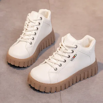 2023 Yeni Sonbahar / Kış bayan Botları Çok Yönlü kadın ayakkabısı Yükseltme Kalın Taban Zapatos para mujeres Anti kayma Sneakers