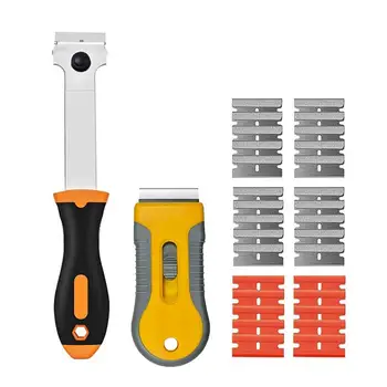 Yapışkanlı Kazıyıcı Aracı Plastik Jilet Kazıyıcı Çift Kenarlı Bıçaklar Yapışkanlı Vinil Sökücü Araçları Yapışkanlı Etiket Temizleme Kazıyıcı