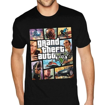 Oyun GTA 5 Pamuklu T-Shirt Grand Theft Auto Baskı Erkekler Kadınlar Streetwear Kısa Kollu T Gömlek Harajuku Unisex Tees Tops Giyim