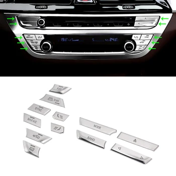 Araba stil ABS Krom Merkezi Konsol Klima Anahtarı Düğmeleri Kapak Sticker Trim Için BMW 5 Serisi 2018 528 530 G30 540li