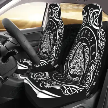 Araba Koltuğu Kapakları İskandinav Üçlü Boynuz Odin Dekore İskandinav Süsler 2 Set Oto Aksesuarları Koruyucular