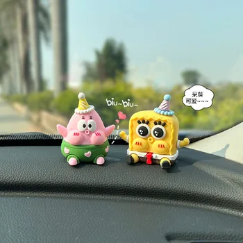 Kawaii Sünger Bob Patrick Yıldız Squidward Tentacles Karikatür Sevimli Araba İç Süsler Anime peluş oyuncaklar Kızlar için doğum günü hediyesi