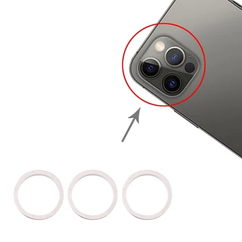 3 ADET Arka Kamera Cam Lens Metal Koruyucu Hoop Yüzük iPhone 12 Pro Max (Gümüş)