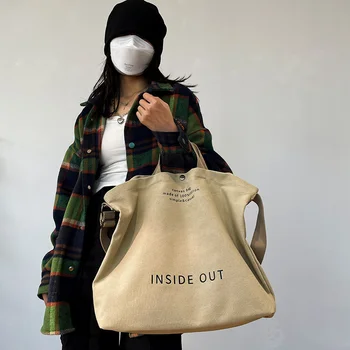 Tote Çanta kadınlar için 2023 Yeni Kore Versiyonu Retro Tembel Tarzı Rahat askılı çanta Büyük kapasiteli Bez Çanta