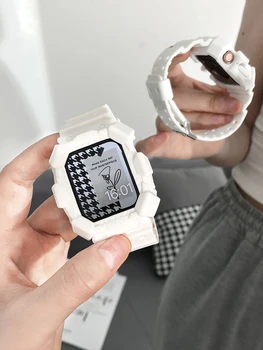 Kore Beyaz Şeffaf Serisi Kılıf Band Apple Ürünü İçin 41mm 38 45 42 40 44 Kayış iwatch Serisi 8 7 6 SE Kapak silikon bilezik