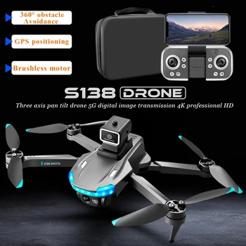 S138 GPS Drone 4K Profesyonel Çift Kamera 5G Wifi Engellerden Kaçınma Katlanır Quadcopter Hava Fotoğrafçılığı RC Drone Kamera ile