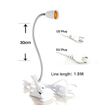 E27 Vida Anahtarı İle Lamba Tutucu AB / ABD / İNGİLTERE Başucu takılabilir lamba Standı Led bitki yetiştirme lambaları 20cm Yatak Odası Göz Koruma Lambası Dolgu ışığı