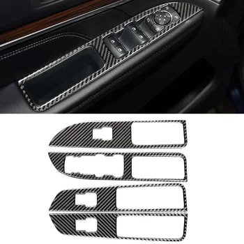 4 Adet / takım Araba Pencere Anahtarı Paneli Kapak Trim Karbon Fiber Siyah Ford Explorer 2013-2019 İçin Otomatik İç Styling Etiketler Parçaları