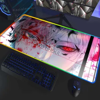 Tokyo Ghoul Arkadan Aydınlatmalı Oyun Fare Pad RGB Bilgisayar Yumuşak Fare Mat Oyun XXL 1000x500mm Mousepad Klavye Pedleri Ofis sümen