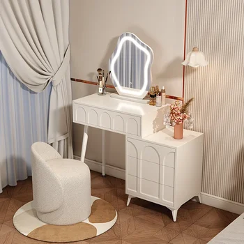 Krem tarzı şifonyer, yatak odası, modern minimalist küçük daire, tuvalet masası, 2023 yeni çekmece, entegre makyaj masası