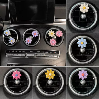 6 Adet Çiçek Araba Havalandırma Klip Küçük Papatya Klima Çıkış Parfüm Klip Dekorasyon Hava Spreyi Araba Aksesuarları Kadınlar için