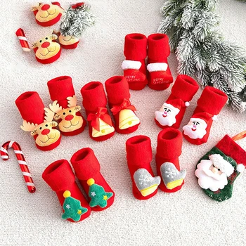 Noel Bebek Çorap Kış Kalın Havlu Bebek Çorap Toddler Sevimli kaymaz Kat Çorap Yenidoğan Pamuk Çorap Bebek noel hediyesi