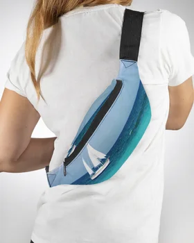 Deniz Plaj Yelken Bulutlar Erkek Kadın Bel Çantası fanny Paketi Çanta Büyük Telefon bel çantası Cüzdan Kılıfı Su Geçirmez Muz Kalça Çanta