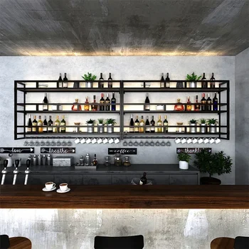 Mahzeni Ekran Şarap Dolapları Bar Mutfak Metal Büfe Likör Şarap Rafları Duvara Monte Depolama Botellero Vino Otel Mobilyaları