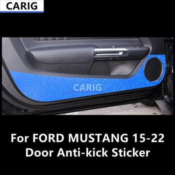 FORD MUSTANG için 15-22 Kapı Anti-kick Sticker Modifiye Karbon Fiber İç Araba Filmi Aksesuarları Modifikasyonu